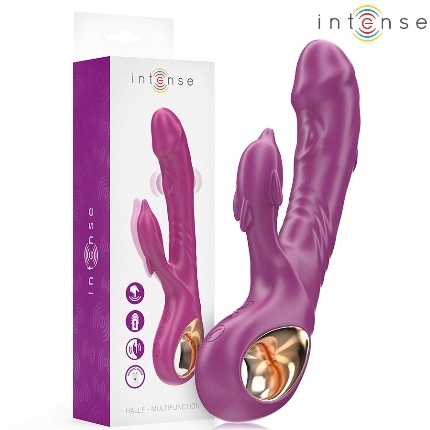 intense - halle multifunction vibrator with dolphin stimulating tongue purple