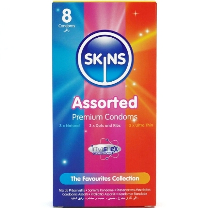 skins - assorted premium condoms pack 8