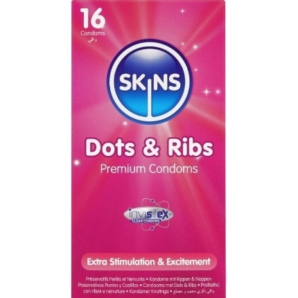 skins - dots ribs preservativos premium pack 16