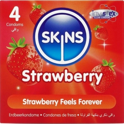 4x Preservativos Skins Premium Morango