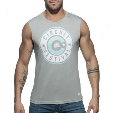 La Manga Del Cubo De Adictos En El Circuito Chico De 2018 Tank Top De Color Gris,500196