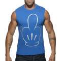 Sleeve Armhole Addicted Fuck Tank Top Blue