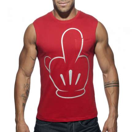 Manga Sisa Adicto De Mierda Tank Top De Color Rojo,500183