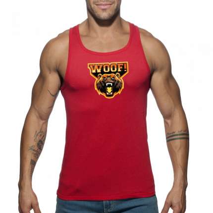 Sleeve Armhole Addicted Woof Tank Top Red 500186