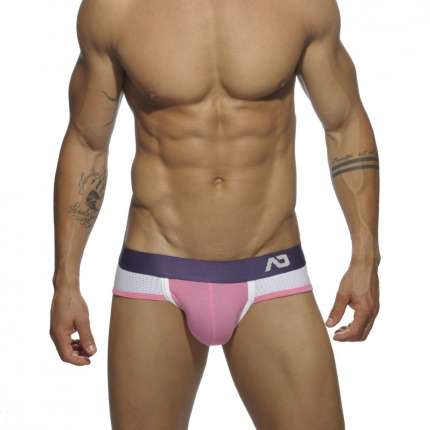 Jockstrap Addicted Contrast Mesh Bottom Brief Rosa,500199