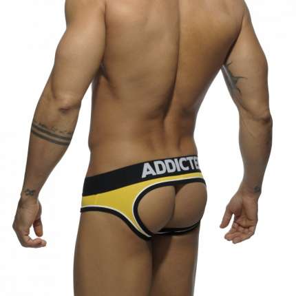 Underwear Addicted Double Piping Bottomless Brief, Yellow 500205